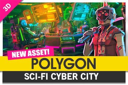 پکیج POLYGON Sci-Fi Cyber City – Low Poly 3D Art by Synty
